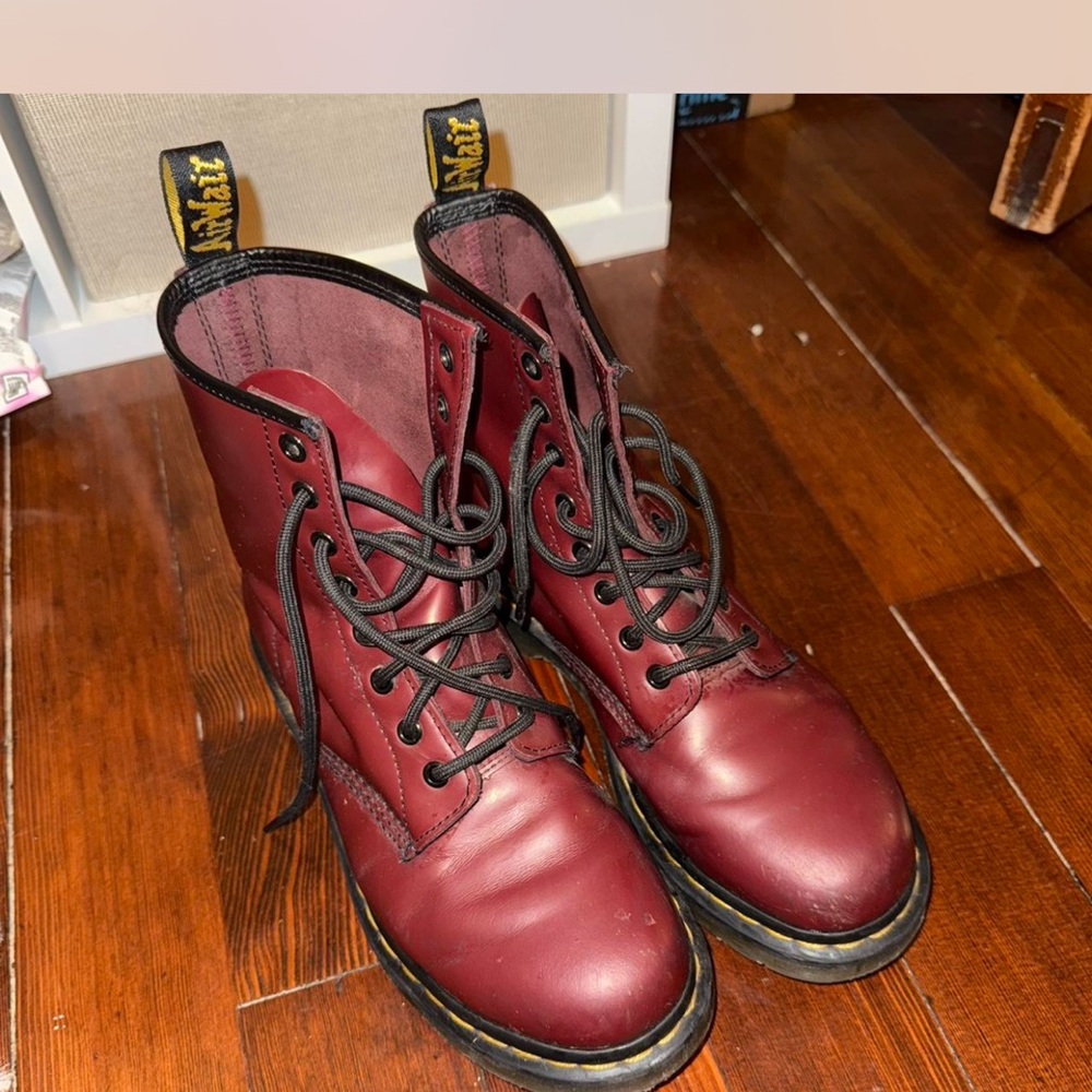 Dr. Martens Burgundy Leather Boots